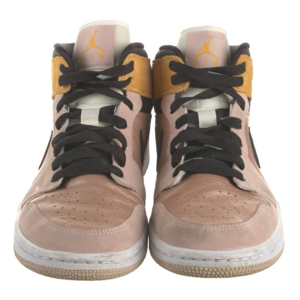 $25 Nike Air Jordan 1 Mid Metallic Rose Gold and Black with Gold Suede - Picture 2 of 5